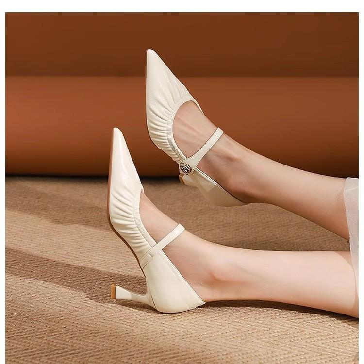 New temperament high heels women's French retro pointed toe with Mary Jane single shoes stiletto fashion women's shoes