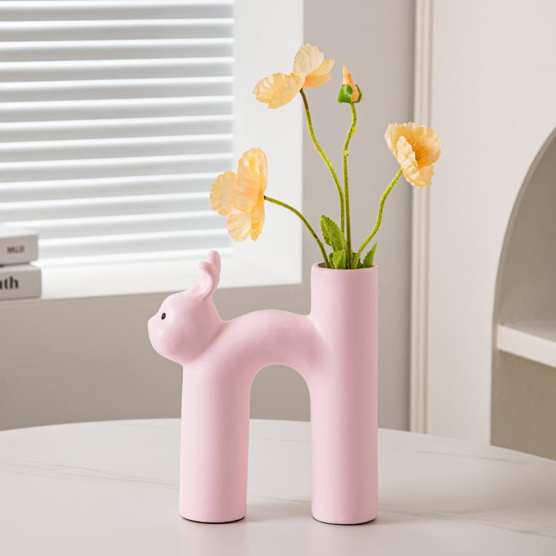 Cute Cat Letter Vase OrnamentTubular Cat Vase Craft Ornament Vase Cat Art