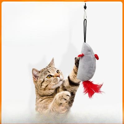 Hanging Sound-sounding Mouse Plush Cat Toy, Chirping Mouse Self-amusement Cat Toy