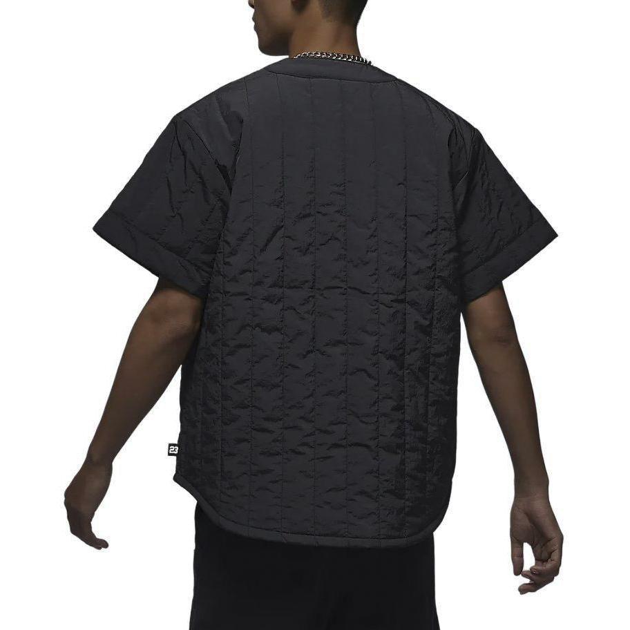 Jordan Flight Heritage Solid Color Loose Single-Breasted Short Sleeve Baseball Jacket Men Tops Black FN4602-045