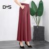 Women Suit Pants Elastic High Waist Wide Leg Long Pants with Pockets Solid Color Casual Pants Daily Wear
