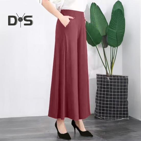 Women Suit Pants Elastic High Waist Wide Leg Long Pants with Pockets Solid Color Casual Pants Daily Wear
