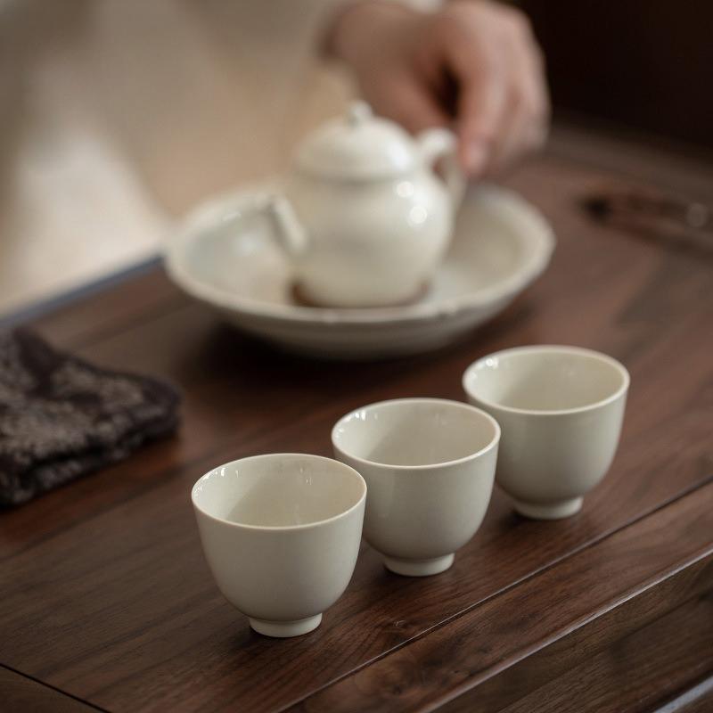 Handmade Retro Teacups Vintage Ceramic Porcelain Tea Cup Teaware Set Chinese Kung Fu Bowls Master Cups Tea Ceremony Drinkware
