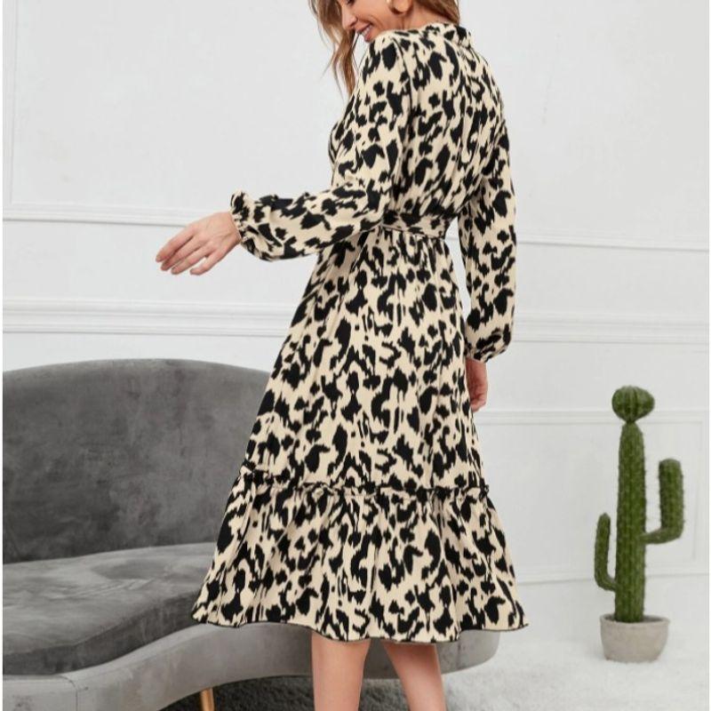 Dress Single-Breasted Lace Up Mandarin Collar Dress