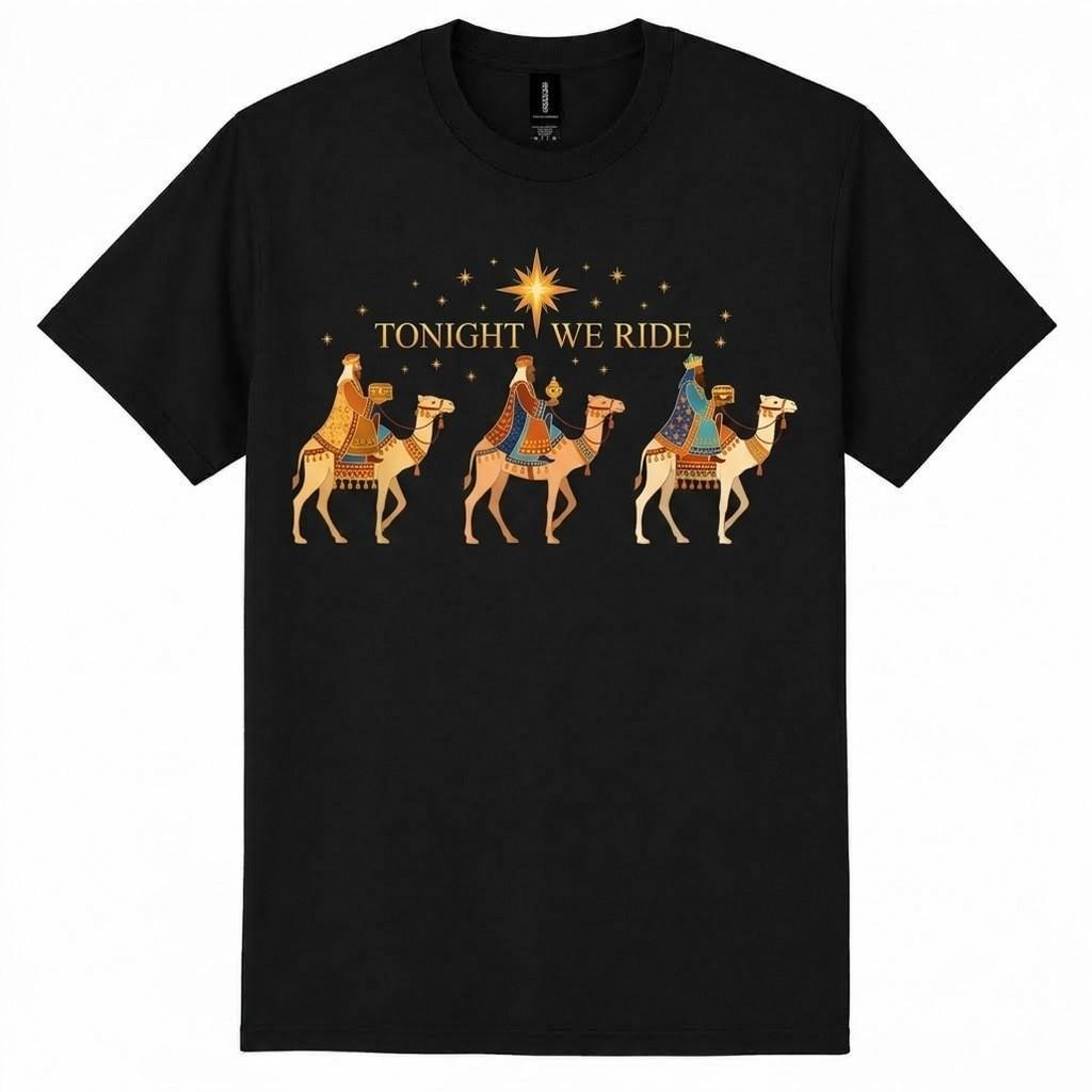 Three Wise Men T-Shirt Christmas Nativity Camels Star Xmas Graphic Tee