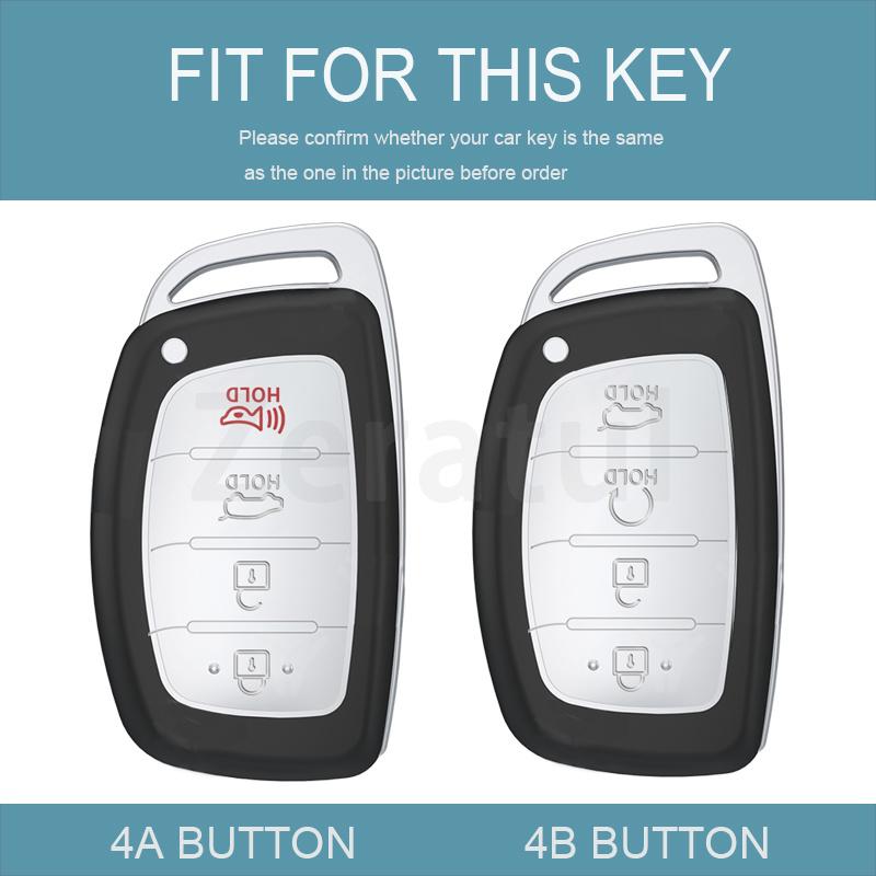 4 Button For Hyundai Sonata Ix25 I20 Creta Santa Fe Gls Reina Ix35 Grand I10 Elantra Tucson Tpu Car Key Cover Case Keychain