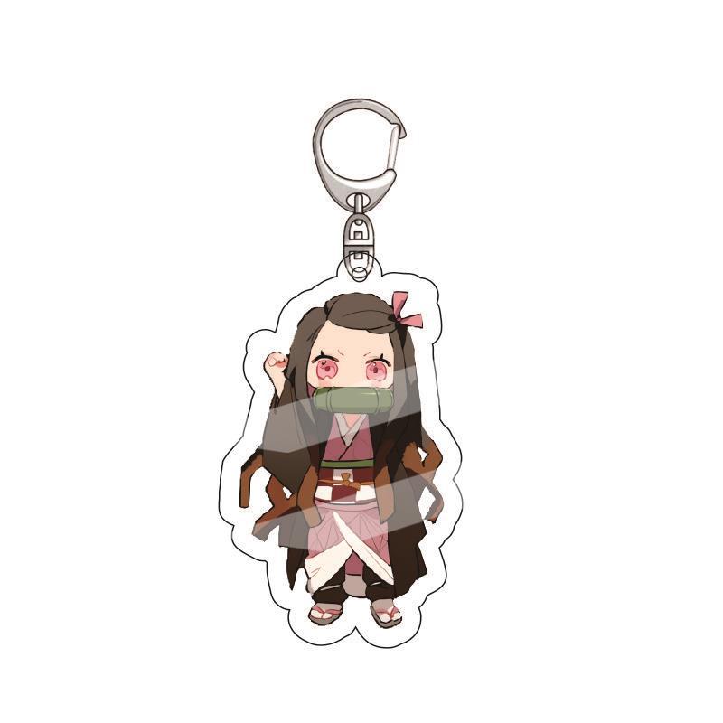 Anime Demon Slayer Acrylic Keychain Tanjiro Kamado Nezuko Zenitsu Agatsuma Inosuke Hashibira Pendant Charm 4PCS Collection Beautiful Gift