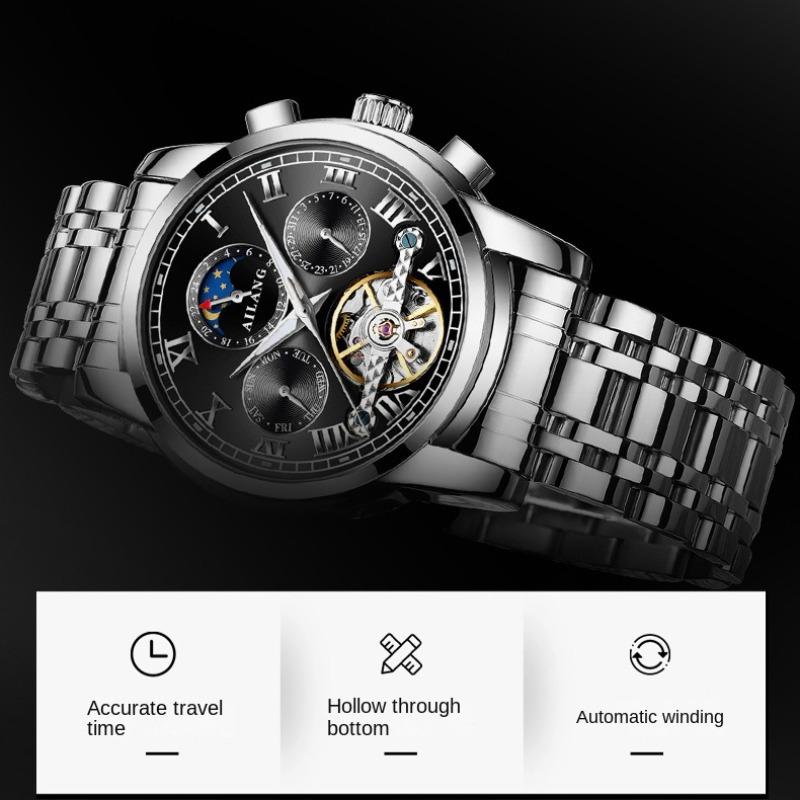 AILANG Neue Business Tourbillon Hohl Vollautomatische Mechanische Uhr Herrenuhr Wasserdichte Herrenuhr