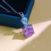Accessories Fashion Princess Pendant Clavicle Chain 12*12 Colored Jewel Red Diamond Pink Diamond Sugar Cube Necklace