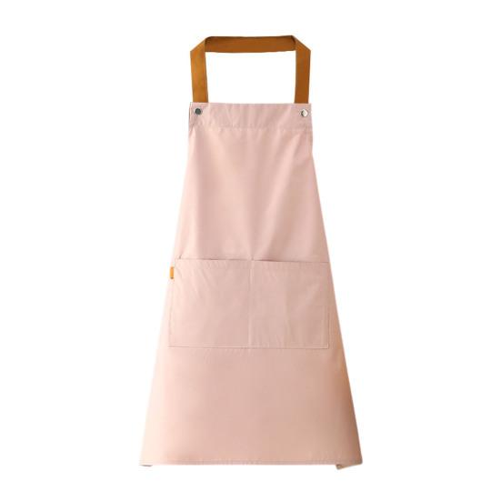 Solid Color Kitchen Apron with Dual Pockets Waterproof Oil-proof Adjustable Breathable Men Women Chef Cooking Baking Bib Apron