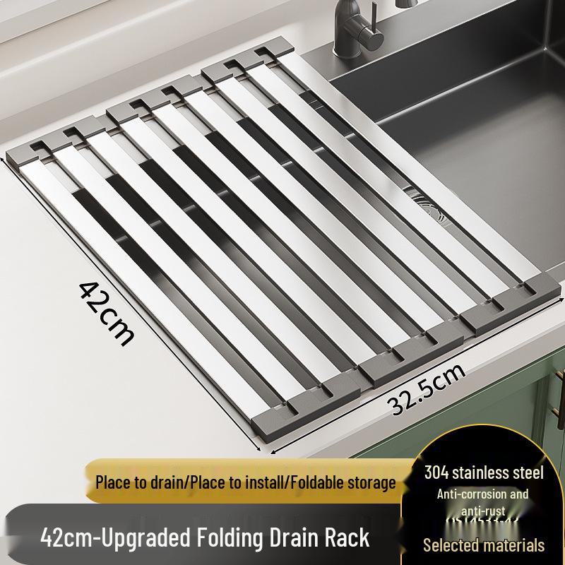 304 Stainless Steel Foldable Sink Drainer & Dish Drying Rack