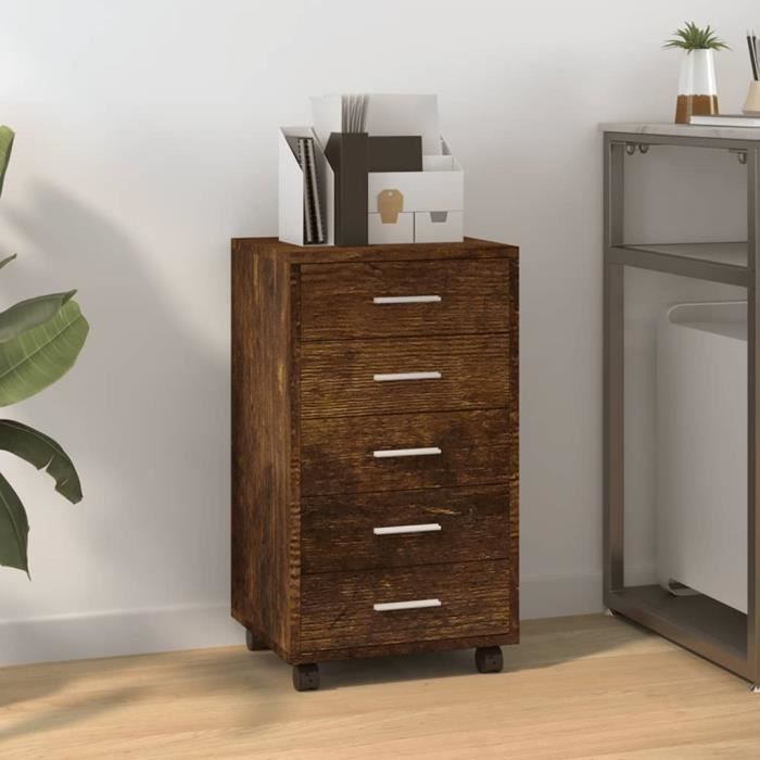 342674 vidaXL Chest of Drawers with Castors Smoked Oak Engineered Wood
