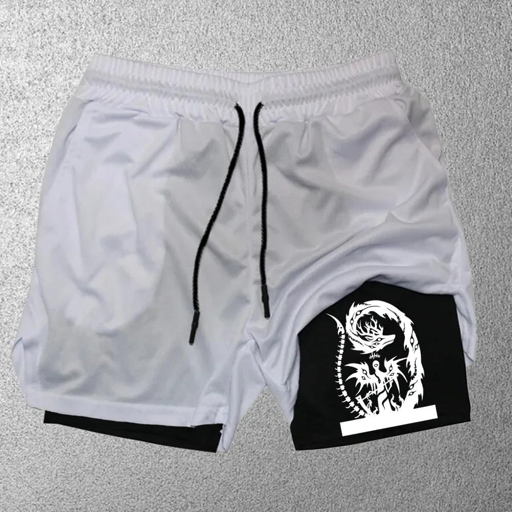 Herren Atmungsaktive Freizeitshorts Gym Sportshorts Zwei-in-Eins Schnelltrocknende Sport Jogging Trainingsshorts Doppellagige Shorts M-3XL