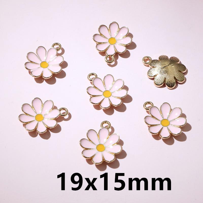 20pcs Enamel Flower Charms Pendant Alloy Metal DIY Jewelry Making Accessories Findings for Earrings Necklace Bracelet