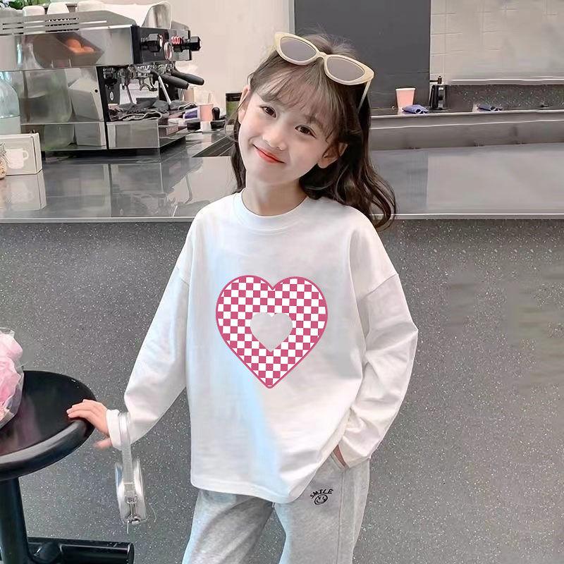Girls' 100% Cotton Long Sleeve Stylish Base Layer T-shirt - Breathable Spring/Autumn 2024