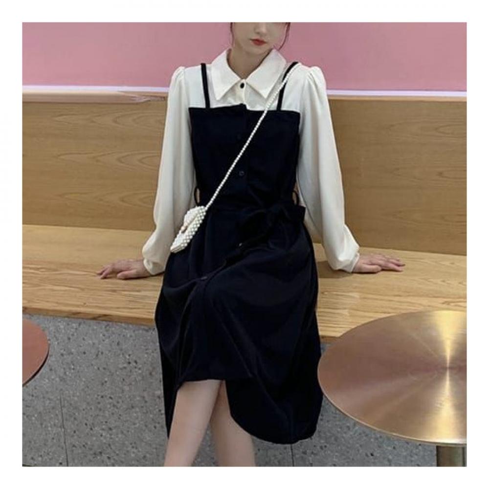 Navava Retro Long Sleeve Two In One Collar Dress No726