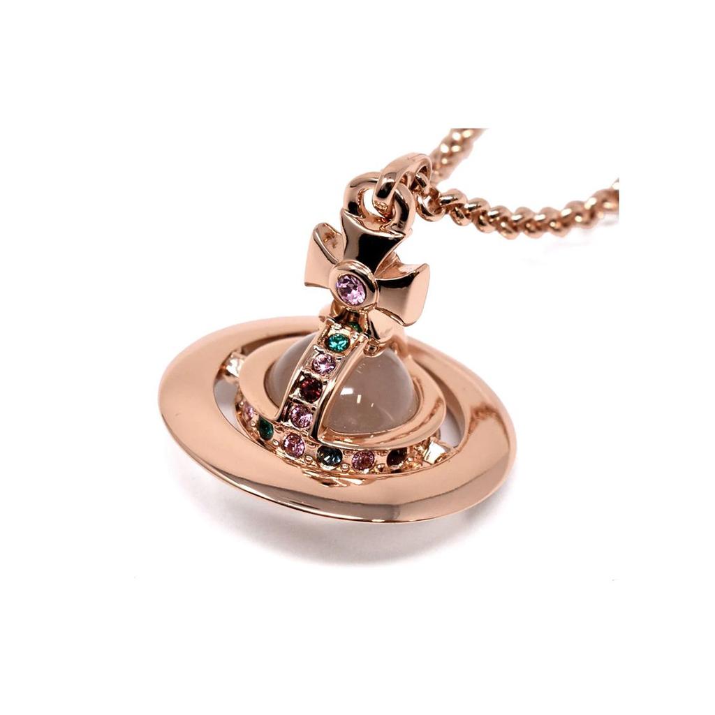 VIVIENNE WESTWOOD Logo Engraved Brass Necklace Women Necklace Rose-Gold 63020097-G002-PINK-GOLD