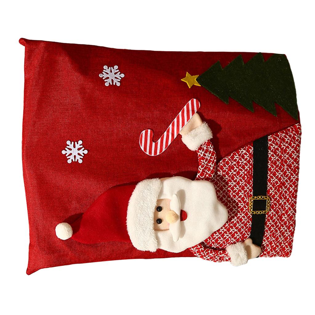 Christmas Chair Covers Cute Cartoon Santa Chair Back Decor for New Year Dining Slipcovers Dinner Banquet Holiday Party
