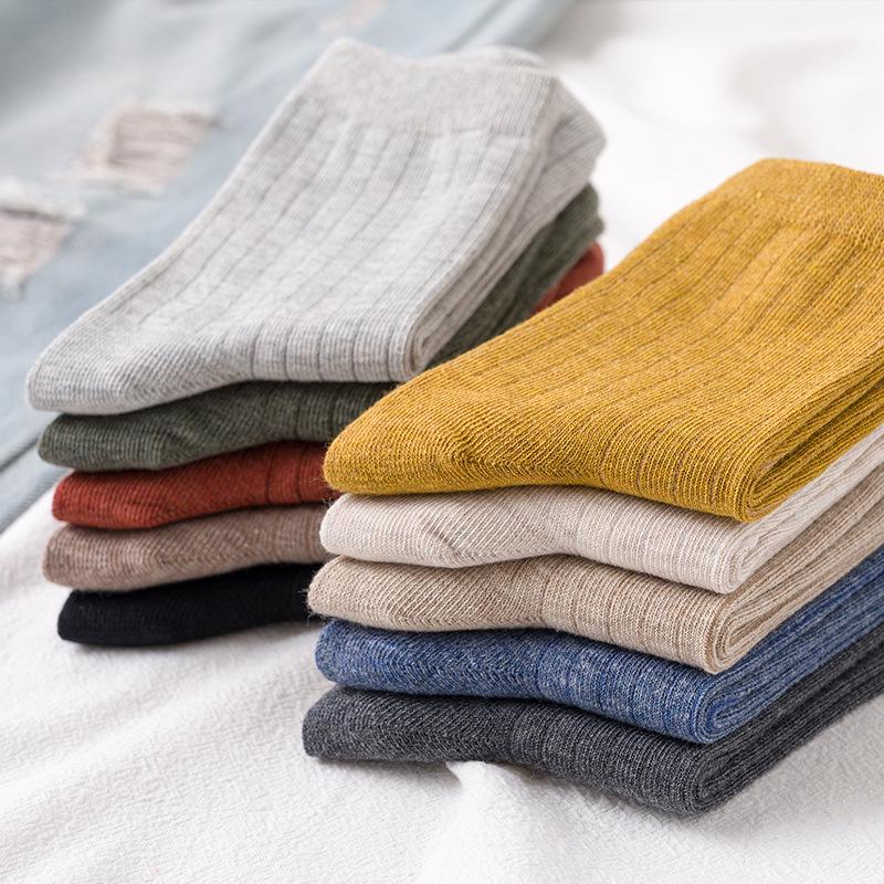 5 Pairs Unisex Mid-Calf Socks, Solid Colors, Versatile for Casual/Sports, Cotton, Warm, Sweat-Absorbing, Perfect for Autumn/Winter
