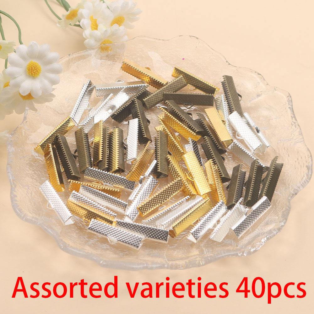 20/40/60pcs alloy material ribbon clip end, bracelet bookmark clip buckle leather rope end clip DIY jewelry making tool kit