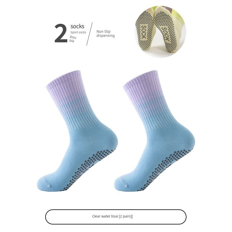 

Носки для йоги Нескользящие Профессиональные Женские Фитнес Танцевальные Колготки Аэробика Гольфы Труба Пилатес Носки Чулки Градиентный Цвет Спортивные Носки Clear water blue [2 pairs]]