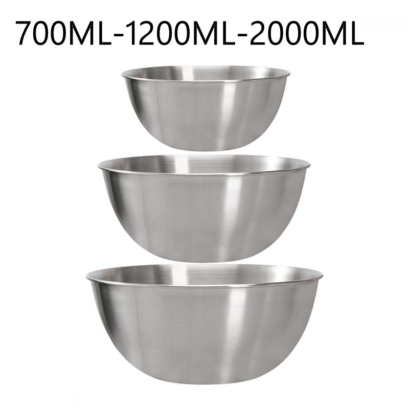 304 Tigelas de mistura de aço inoxidável Tigelas de armazenamento aninhadas Conjunto de tigelas de salada de cozinha Tigela de cozimento Acessório de cozimento com escala