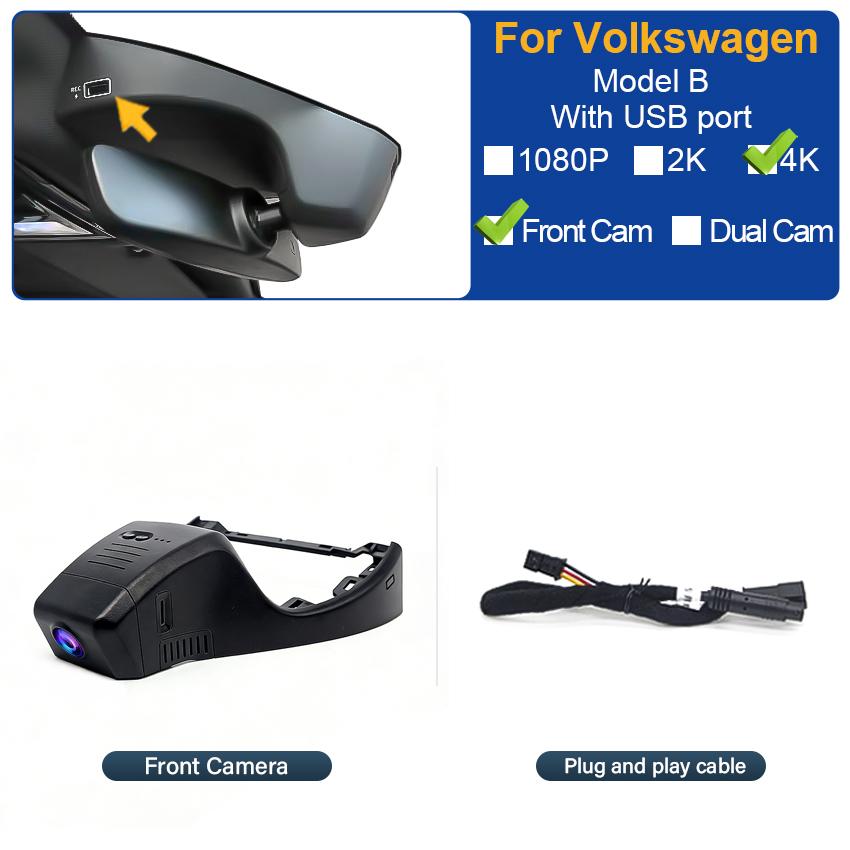 Plug and play DashCam For Volkswagen VW id4 id6 id5 ID.4 ID.5 ID.6 id 4 5 6 Dash Cam Camera UHD Car Dvr Recorder Easy Install
