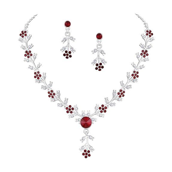 American Diamond Style Silver Plated Necklace with Earrings Jewellery Set for Women – Perfect for Party, Wedding, and Engagement