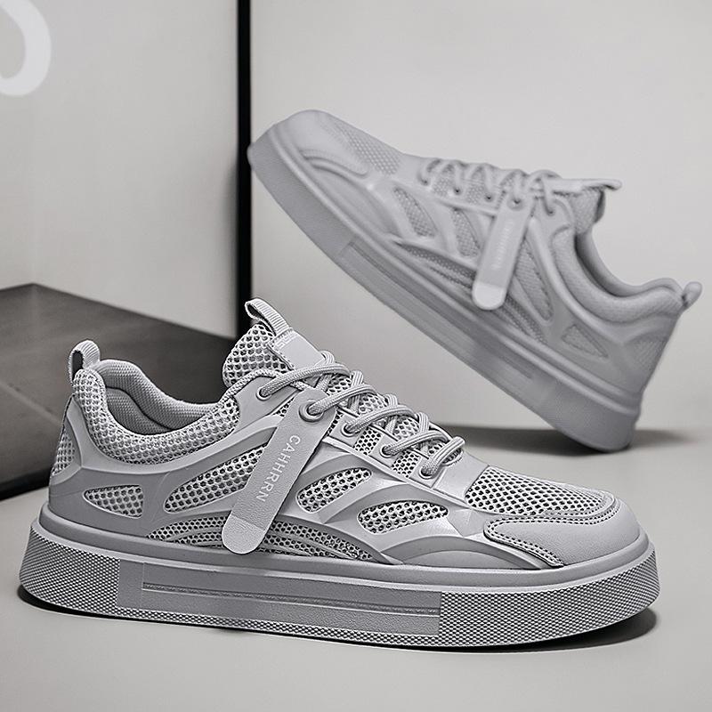 

Весенне-летние персонализированные сетчатые тонкие спортивные туфли без бретелек, дышащие, модные, универсальные, с легким верхом, мужские повседневные белые туфли 44
