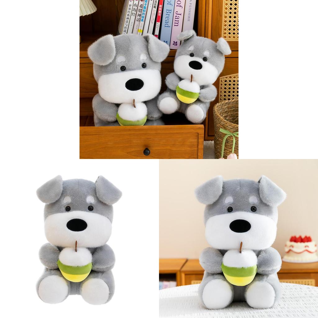 Plush Dog Toy Milk Tea Schnauzer Cartoon Plush Gift For Kids And Adults