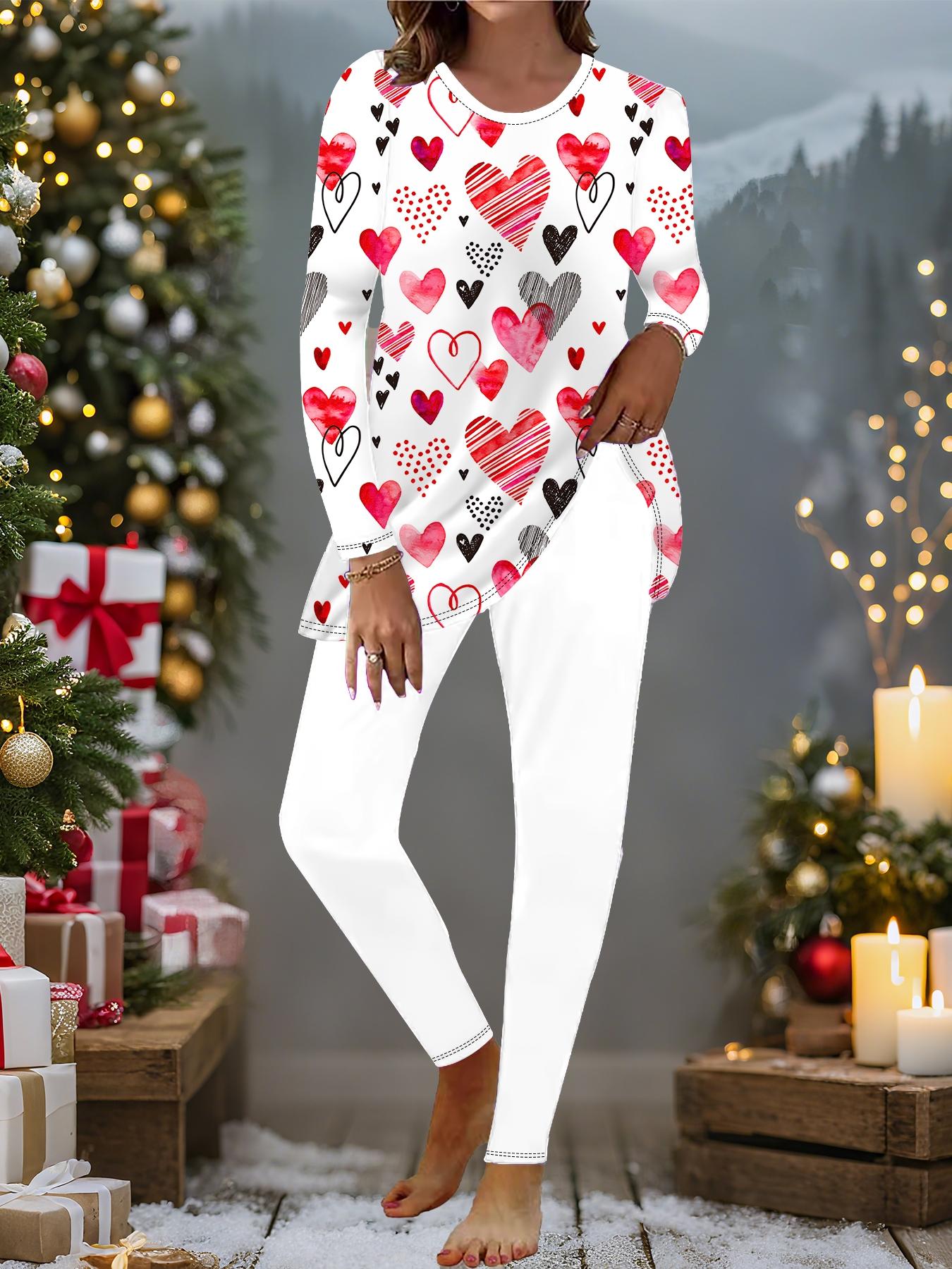 

Евро-американская мода 3D принт Любовь Женский всесезонный комплект из двух предметов: футболка с длинным рукавом + длинные брюки. Идеальный подарок на Новый год и Рождество 1XL красный