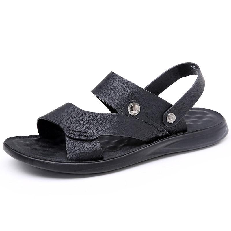Plus Size 38-48 Men'S Sandals Multifunctional Slides Split Leather Summer Footwear For Man Slippers