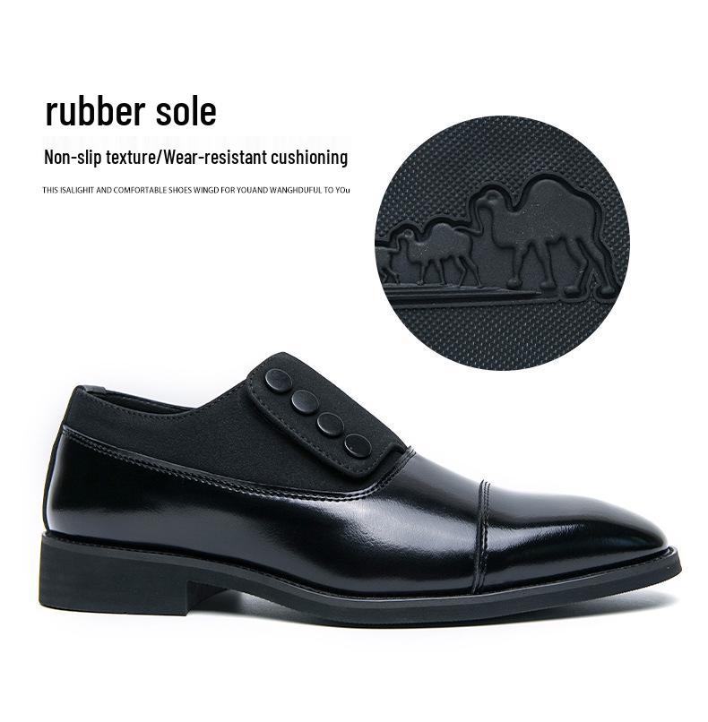 Herren Allwetter Spitz zulaufende Britische Leder Patchwork Slip-On Lässige Formelle Schuhe