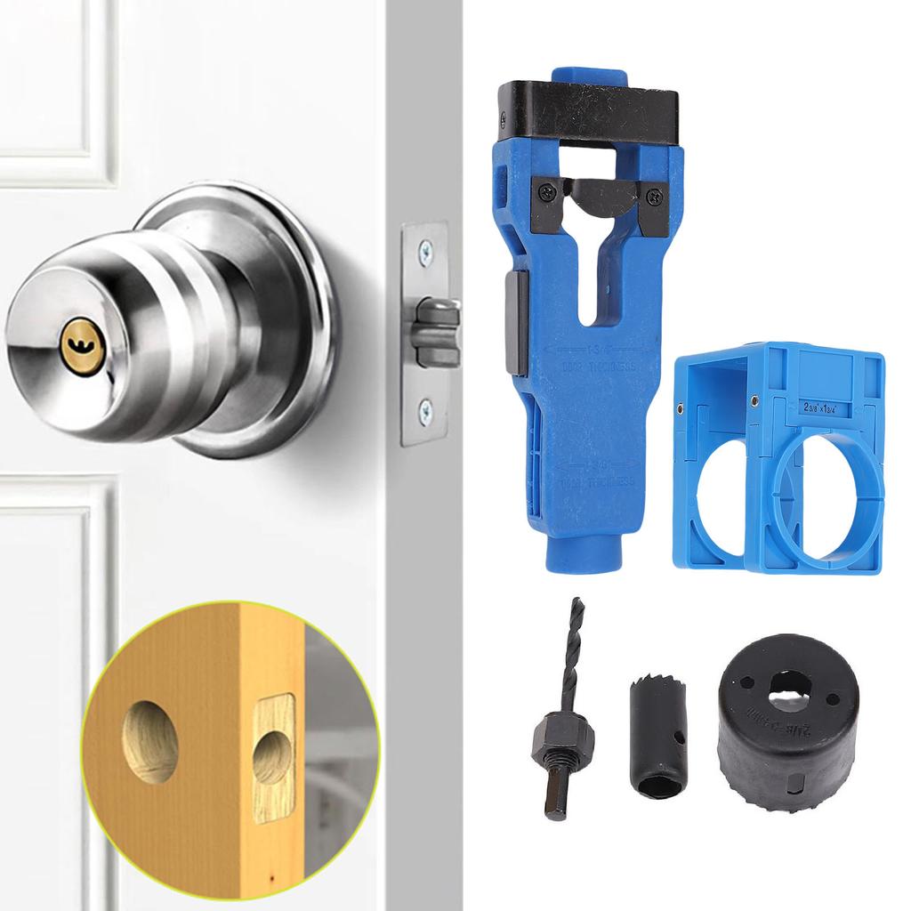 Door Lock Hole Saw Kit Door Lock Installation Kit  Scoring Chiseling Door  Mortise Tool and Lock Hole Saw Kit Blue