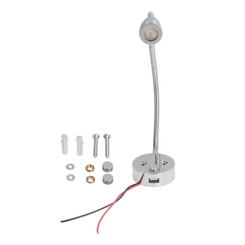 3W RV Interior Reading Lights Bedside Reading Lamp 10-30v Dimmable Adjustable Caravan Light for Car RV Boat Motorhome