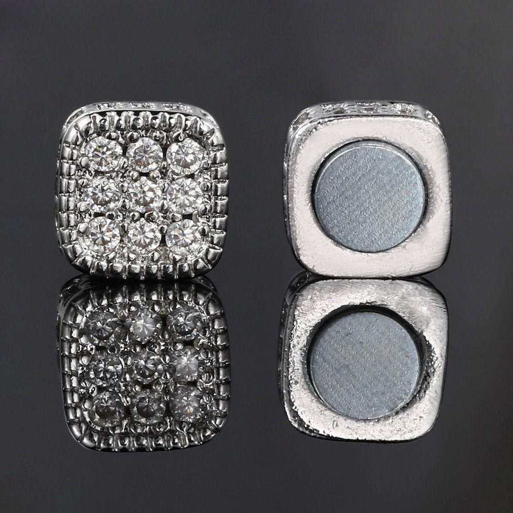 Hip Hop Ear Clip Stainless Steel Magnet Earrings New Fake Piercing  Jewelry Accessories