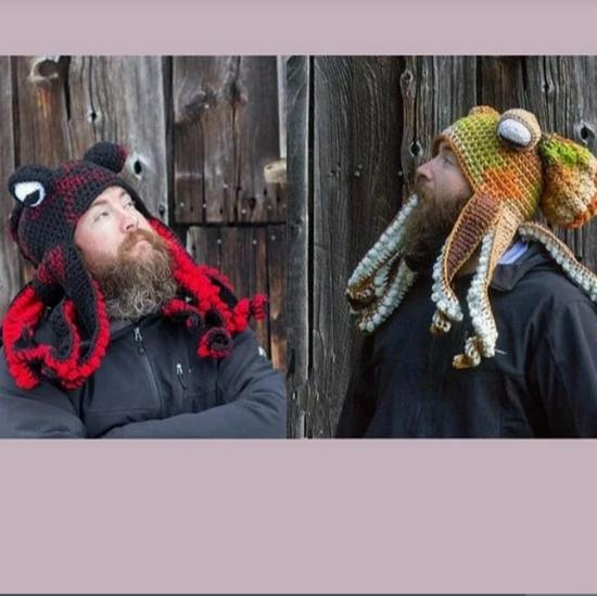 Handmade 2024 Fall/Winter Rainbow Dopamine Octopus Crochet Hat