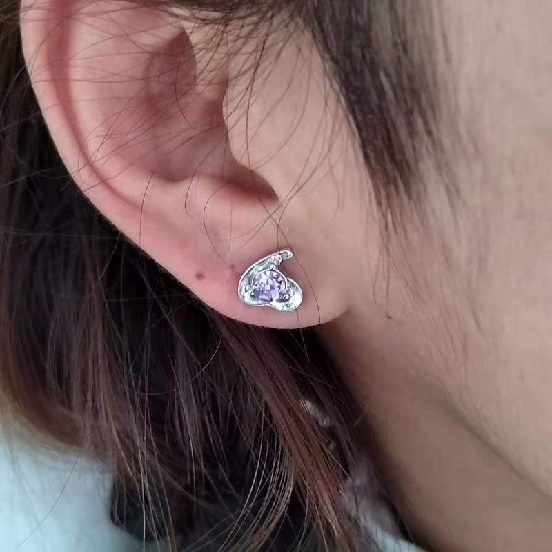 Sace Gems Classic Asymmetrical Heart Copper Alloy Zircon Earrings for Women Wedding Party Gifts