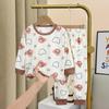 Kids Cotton Thermal Underwear Set Boys Girls Spring Autumn Pajamas Baby Warm Home Wear Long Sleeve Pants Lounge Suit
