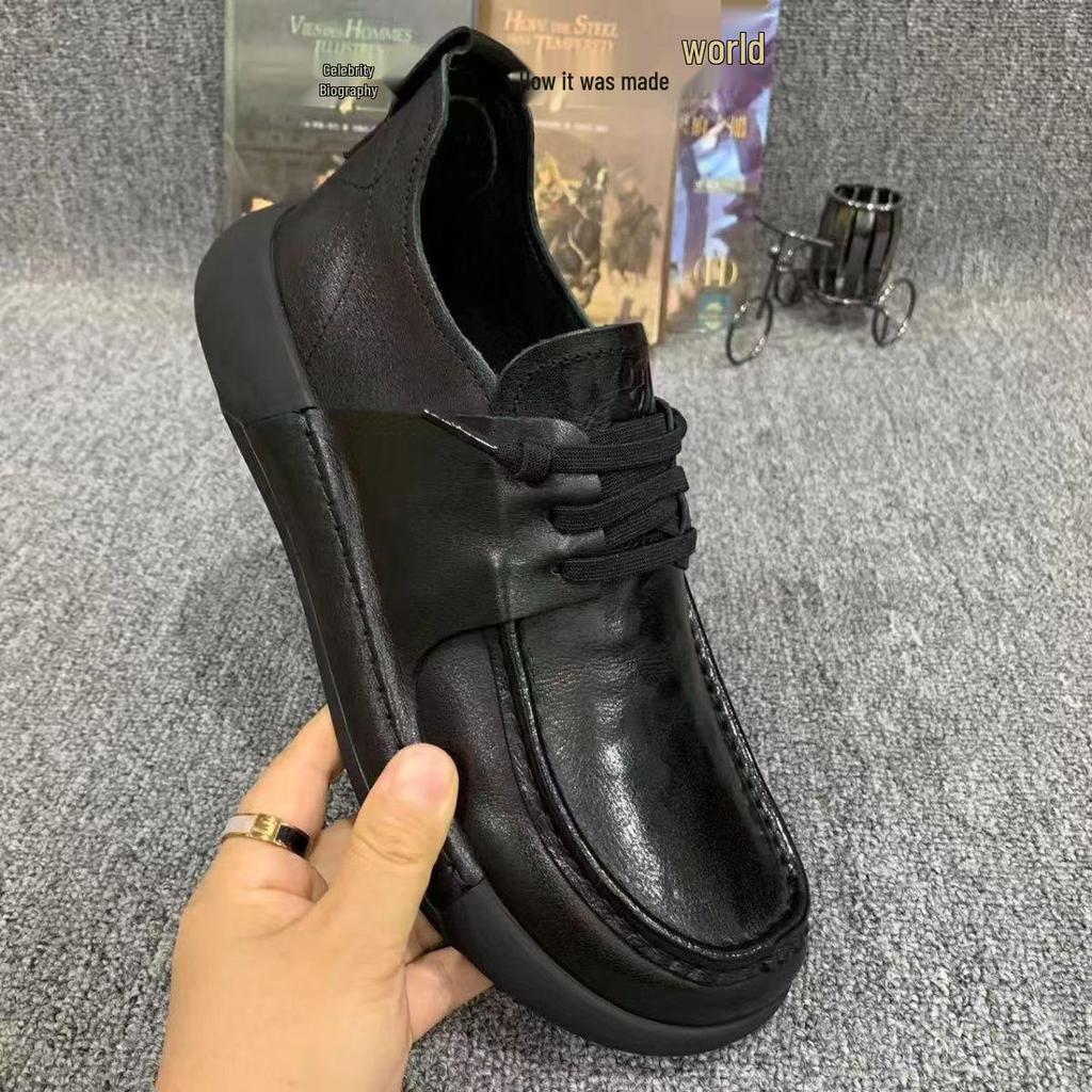 Men's Genuine Leather Spring Business Casual Shoes, 2025 Trendy Design with Thick Non-Slip Soles, British Style All-Match Footwear.
