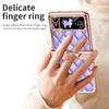 Glitter Leather Ring Holder Case For Samsung Galaxy Z Flip 4 Flip4 5G Folding Cover Hinge Camera Shockproof Bling Cover Fundas