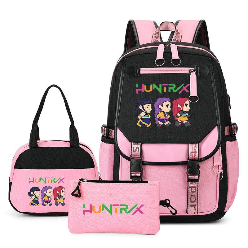 Ensemble Sacs à Dos KPop Demon Hunters Capacité Sac d'École Étudiant Pour Adolescent Avec Sacs Repas Sac à Dos Pour Femmes Garçons Filles Usage Quotidien
