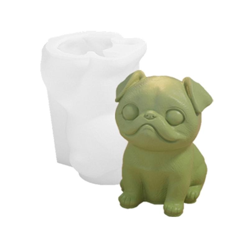 Realistic Pug Shaped Silicone Dog Mold Practical Plaster Craft Dog Shape Decorations Mold for Craft Enthusiasts