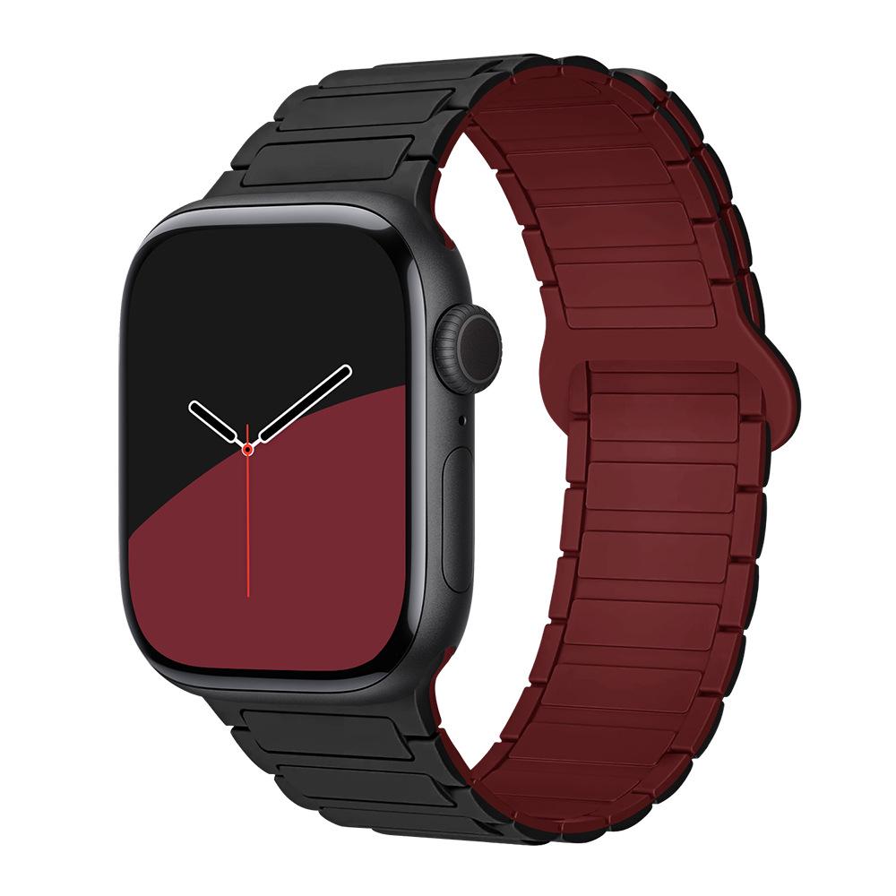 Compatible Silicone Magnetic Buckle Band for Apple Watch Series 1-11, Ultra 3, SE 3 Three-Bead Style