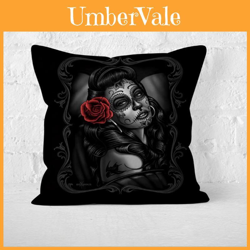 Vintage Horror Print Cushion Cover Perfect For Halloween Festivities