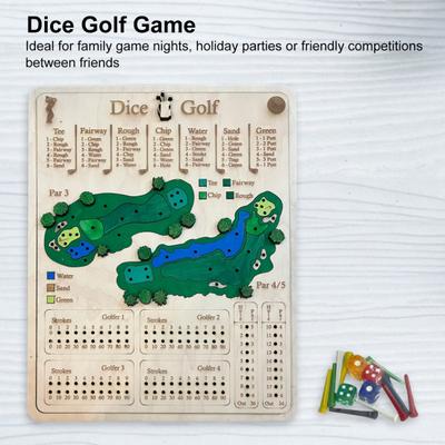 1 Set Wooden Golf Dice Board Game Portable Travel Golf Score Board Toy Kids Adults Interactive Golf Desk Toy Kids Family Night Party Game Essentials