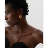 Yhpup Titanium Geometric Chunky Big Golden Stud Earrings  for Women 18K-plated Minimalist Fashion Personalized Jewelry