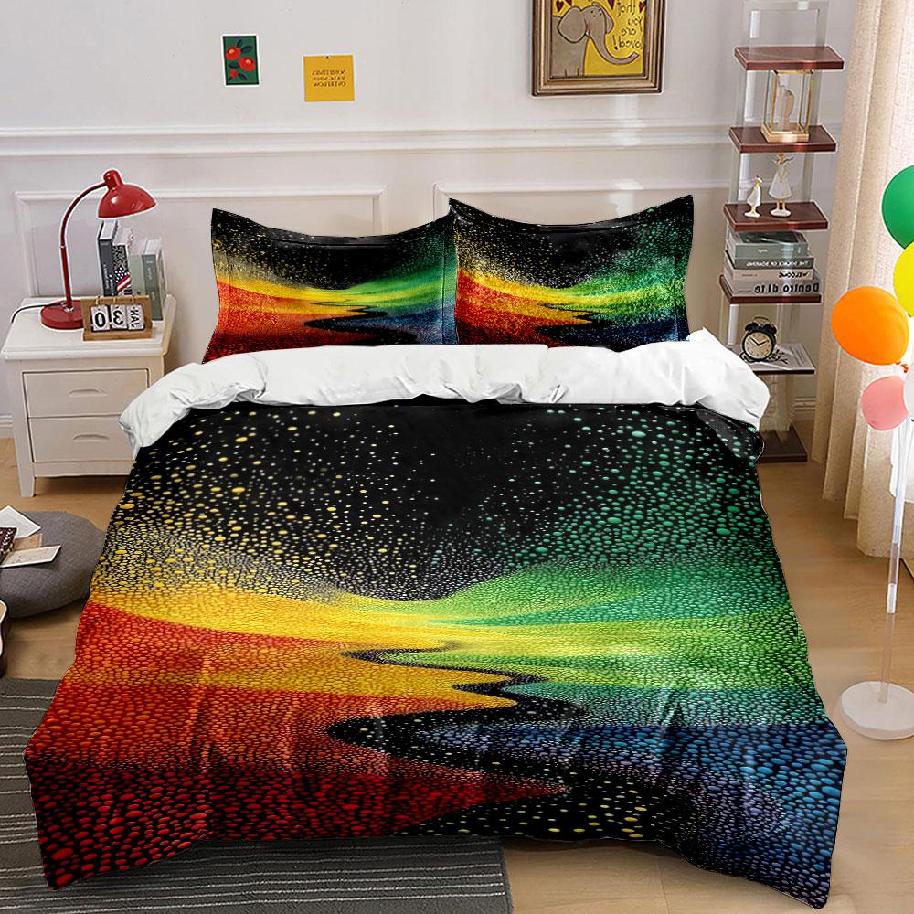 Multicolored gradient with dots. Bedding sets Duvet cover sets Duvet covers Pillowcases(1 * Duvet Cover 2 * Pillowcases without duvet insert)
