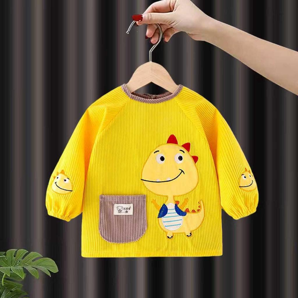 Waterproof Corduroy Baby Coveralls: Stain-Proof Unisex Autumn/Winter Eating Apron & Bib