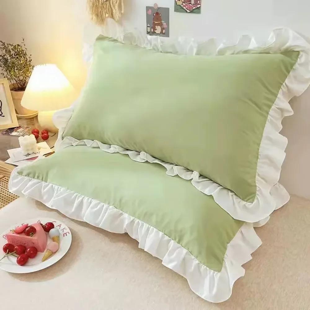 European Princess Pillow Cover Cushion Ruffle Pillow Sham Decorative Cotton Pillowcases with Invisible Zipper